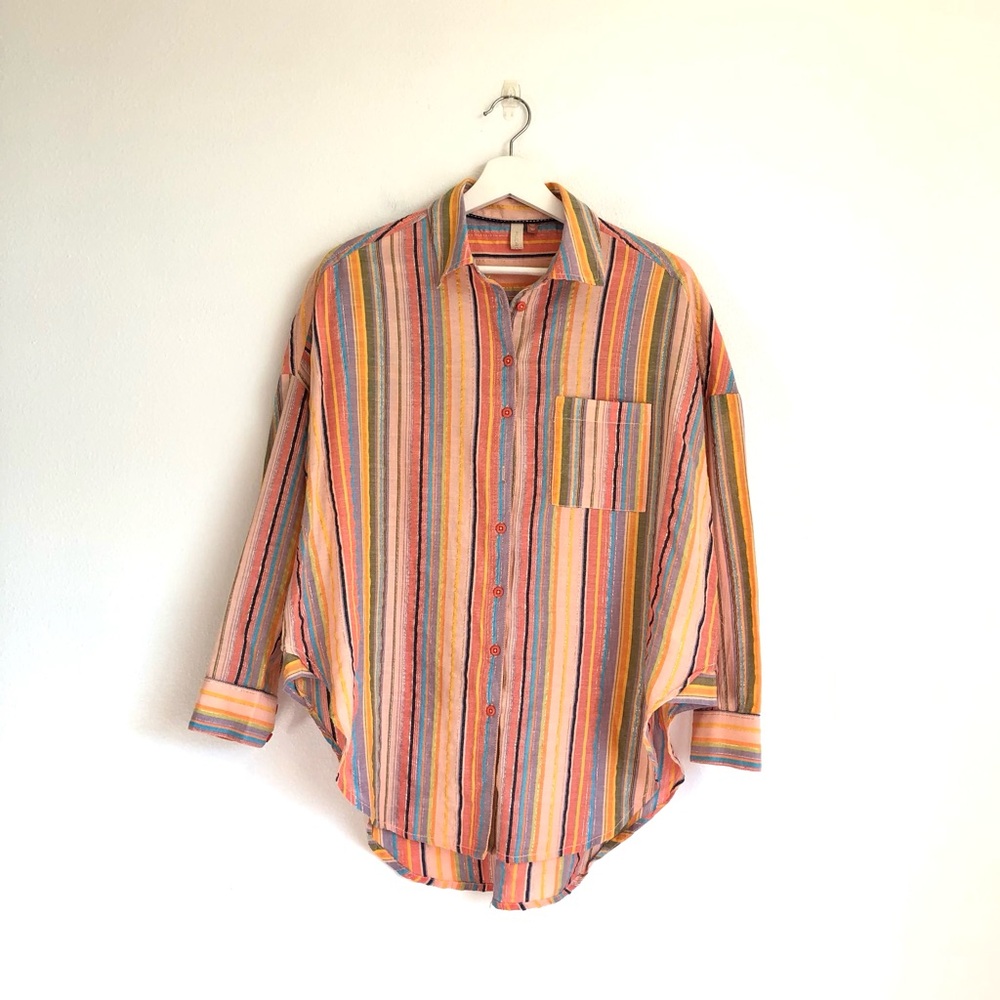 Pilcro Multicolor Striped Button Down Shirt